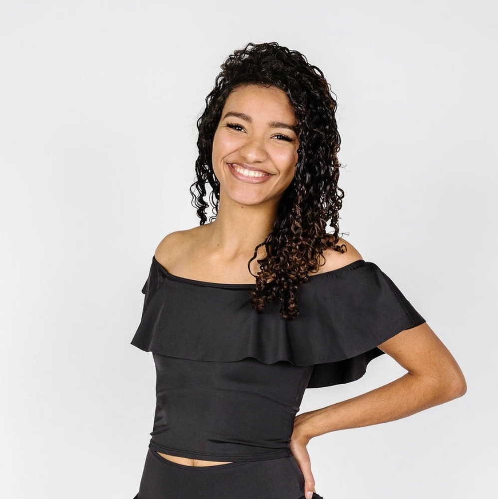 Kortni Jean Ruffle Around Black Bathing Suit Top